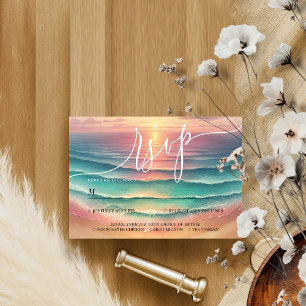 Verano de playa verde sol acuarela elegante RSVP