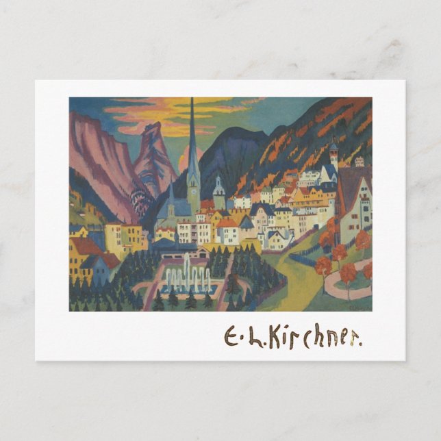 Verano en Davos por E.L. Kirchener (1925) postal (Anverso)