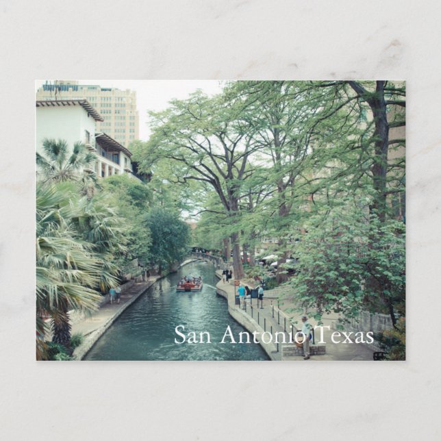 Verano en Riverwalk, postal de San Antonio Texas (Anverso)