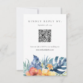 Verano Floral Tropical Código QR Boda RSVP