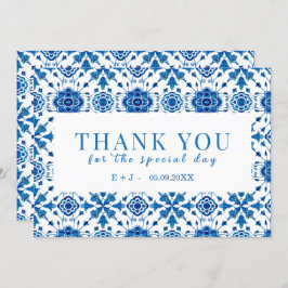 verano mediterráneo moderno azul "Gracias" Tarjeta