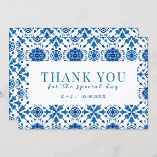 verano mediterráneo moderno azul "Gracias" Tarjeta