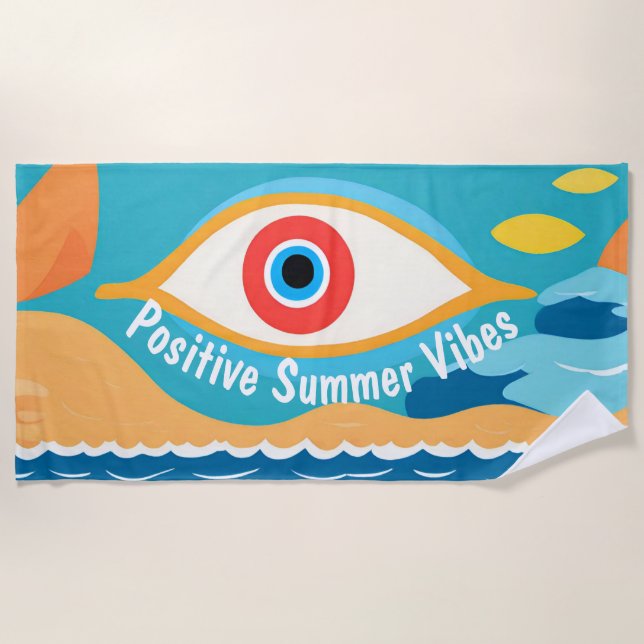 Verano positivo Vibes Mal Ojo Toalla de Playa Mode (Anverso)