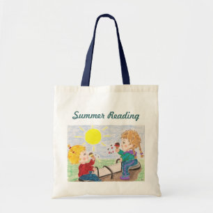Verano que lee la pequeña bolsa de asas