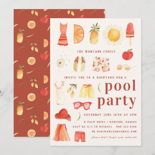 Verano Retro Invitación a Fiesta de Piscina