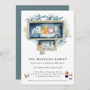 Verano Retro   Invitación a Fiesta de Piscina