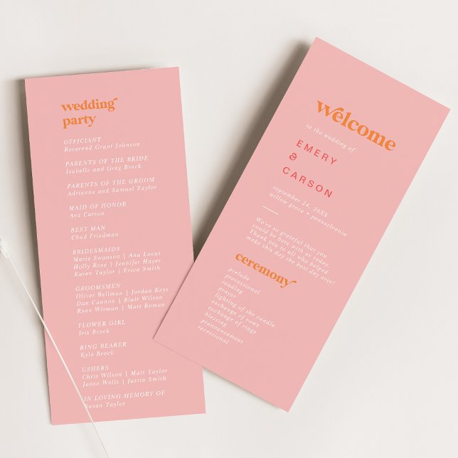 Verano retro | Programa de Bodas Rosa y Naranja (Subido por el creador)