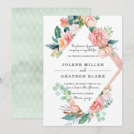 Verano sonrojado | Invitación de boda floral acuar