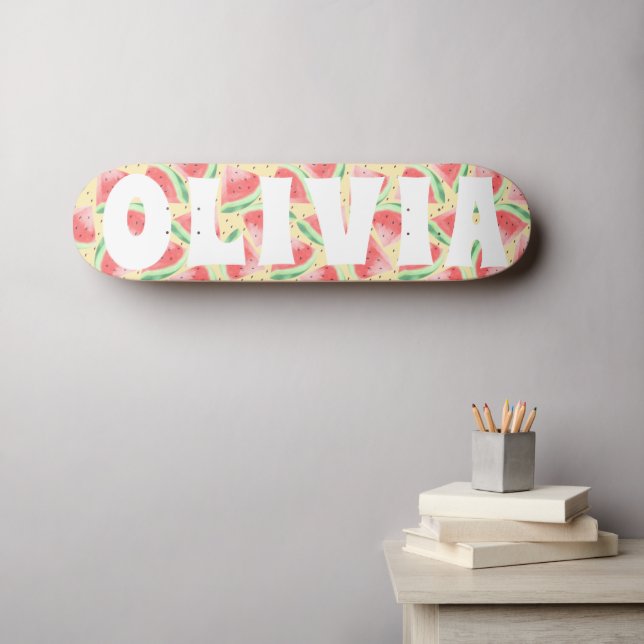 verano vibe sandía sandía personalizado patineta d (Arte de pared (horz))