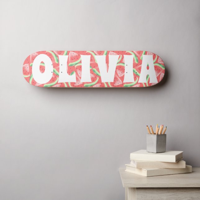 verano vibe sandía sandía personalizado patineta d (Arte de pared (horz))