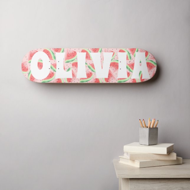 verano vibe sandía sandía personalizado patineta d (Arte de pared (horz))