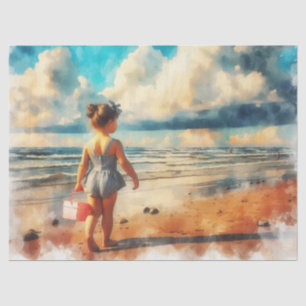 Verano Vintage Niños Playa 8 Papel Tejido