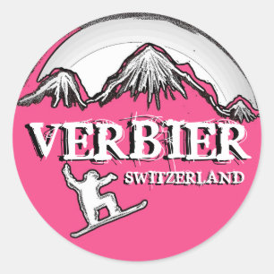 Verbier pegatinas de snowboard rosa de Suiza