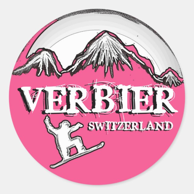 Verbier pegatinas de snowboard rosa de Suiza (Anverso)
