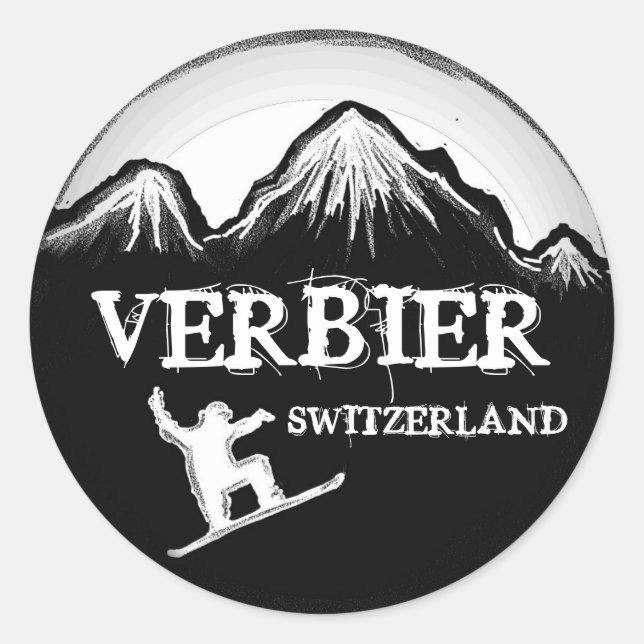 Verbier Suiza pegatinas blancos de snowboard (Anverso)
