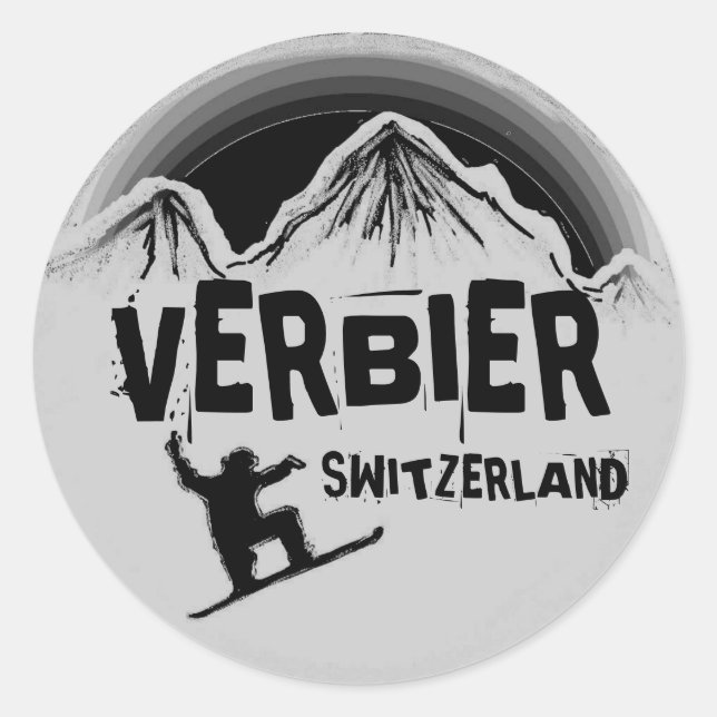Verbier Suiza pegatinas blancos de snowboard (Anverso)