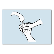 Verbos, lavando manos leyendo tarjetas de flash pa