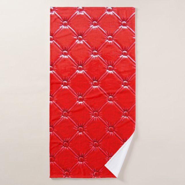 Verdadera tapicería de cuero rojo. (Toalla de baño)
