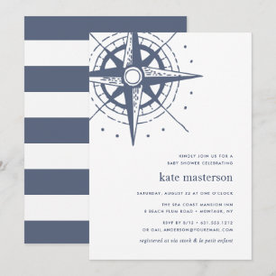 Verdadero Norte Invitación náutica a Baby Shower