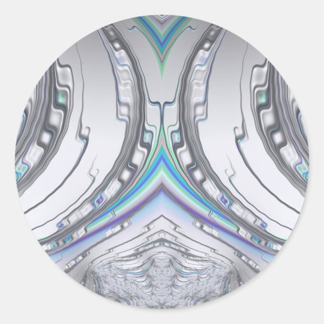 Verde azul blanco plateado ~ Pegatina redondo clás (Anverso)