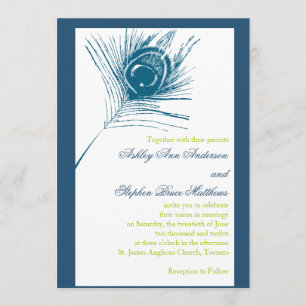 Verde azul de las invitaciones de la boda de la