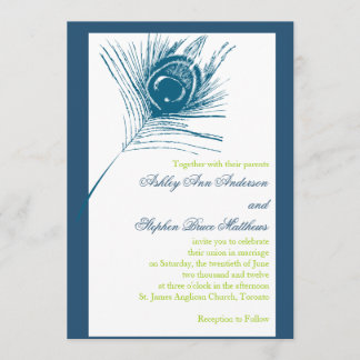 Verde azul de las invitaciones de la boda de la