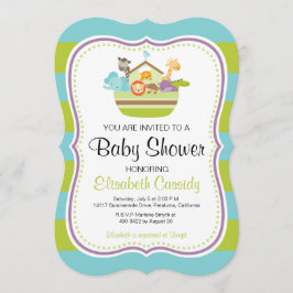 Verde azul, la invitación de Baby Shower arca de N