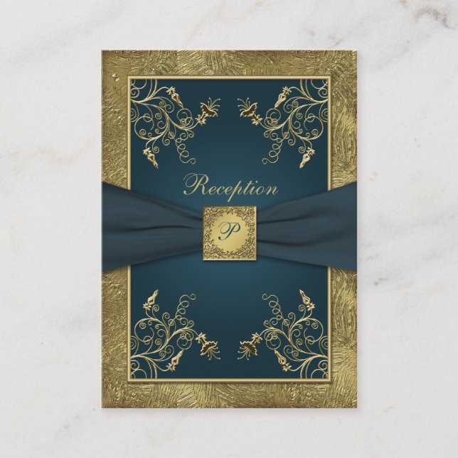 Verde azulada, FAUX Gold, tarjeta de gabinete de B (Anverso)