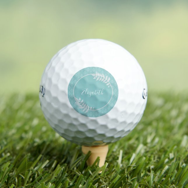 Verde azuladas y elegantes bolas de golf Damask (Camiseta in situ)