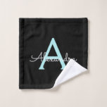 Verde azulado Aqua Blue Girly Script Monograma Nom<br><div class="desc">Planificador de portátiles espirales de escritura simple Aqua azul negro y Verde azulado. Esto hace que el dulce perfecto cumpleaños 16,  boda,  ducha de novia,  aniversario,  ducha de bebé o fiesta de soltera sea regalo para alguien que ama el lujo glam y los estilos de moda.</div>
