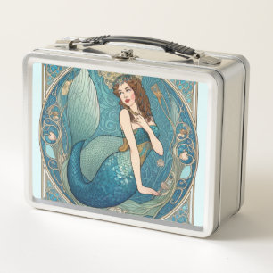 Verde azulado Art Nouveau Retro Deco de la Sirenit