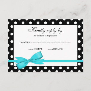 Verde azulado azul y negro polka Dot Bow RSVP