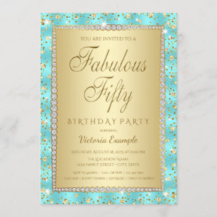Verde azulado Blue Gold Invitaciones a fiestas de