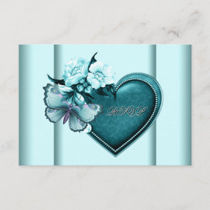 Verde azulado Blue Heart Butterfly Blue RSVP Verde