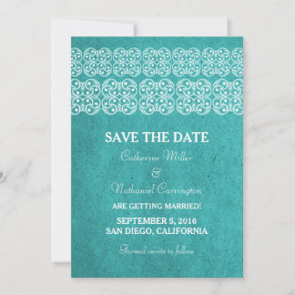 Verde azulado bohemio moderno salva la invitación 