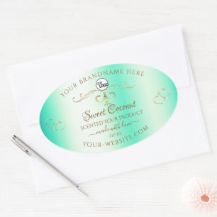 Verde azulado con el logotipo de la etiqueta de pr