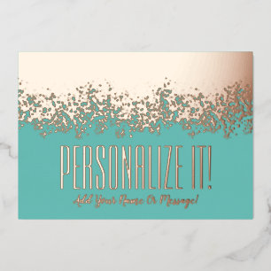 Verde azulado con tarjeta de borde Glitzy de Relie