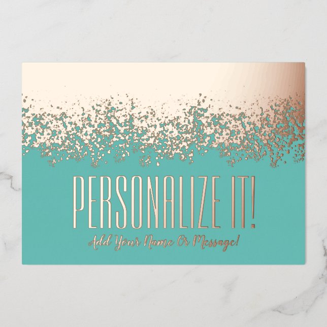 Verde azulado con tarjeta de borde Glitzy de Relie (Anverso)