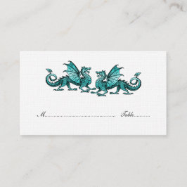 Verde azulado elegante Dragones Boda Tarjeta de pl