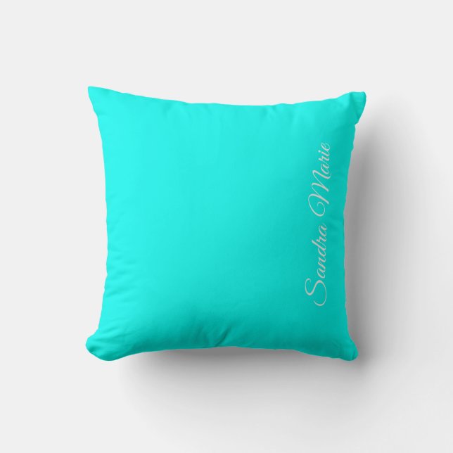 Verde azulado sólido brillante de almohada azul pe (Anverso)
