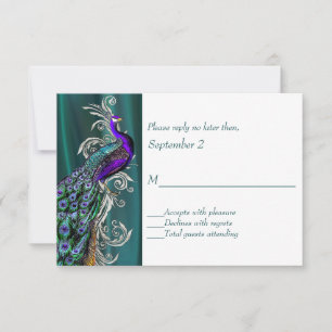 Verde azulado y blanco con tarjeta RSVP de casamie