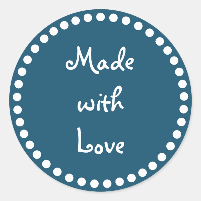 Verde azulado y blanco hecho con amor pegatina (Anverso)