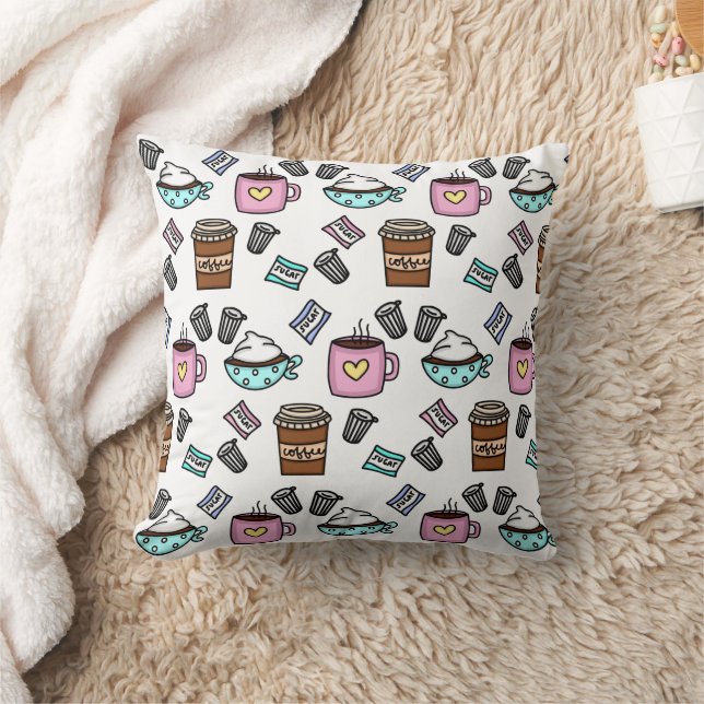 Verde azulado y rosa lindo café tirador almohada (Manta)