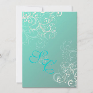 Verde azulados + remolinos de perlas Invitaciones