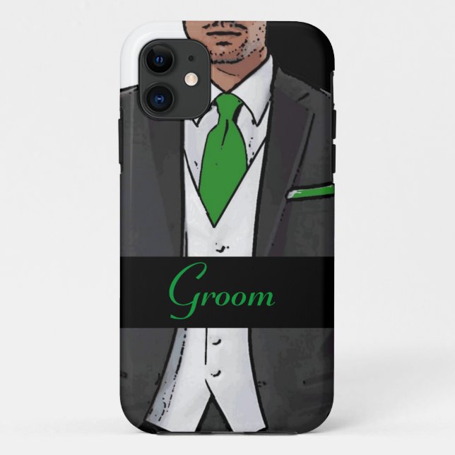 Verde blanco negro esmoquin groom iphone 5 funda (Reverso)