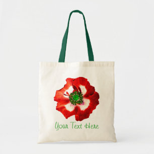 Verde blanco rojo de la amapola la bolsa de asas