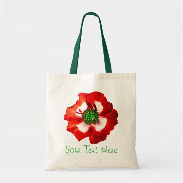 Verde blanco rojo de la amapola la bolsa de asas (Frente)