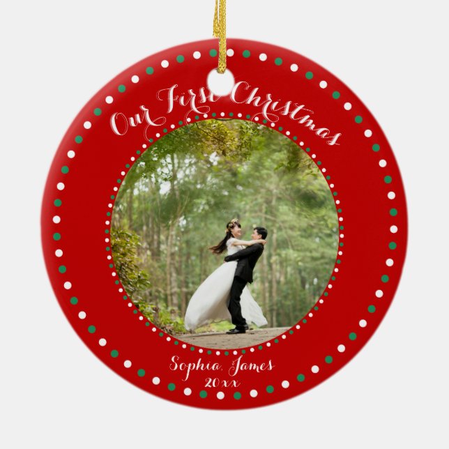 Verde Blanco Rojo Nuestro primer ornamento de Navi (Atrás)