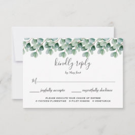 Verde botánico de eucalipto RSVP de boda