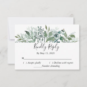 Verde Botánico RSVP Boda Responder Amablemente